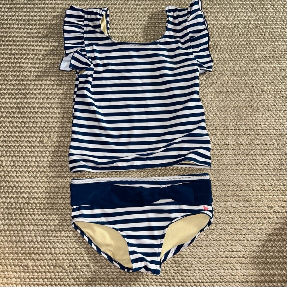 Pink Chicken Striped Navy and White Kids Swimwear